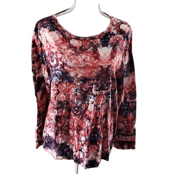 Simply Vera Vera Wang Scoop Blouse long sleeve Multicolor floral Size XL - Picture 1 of 7